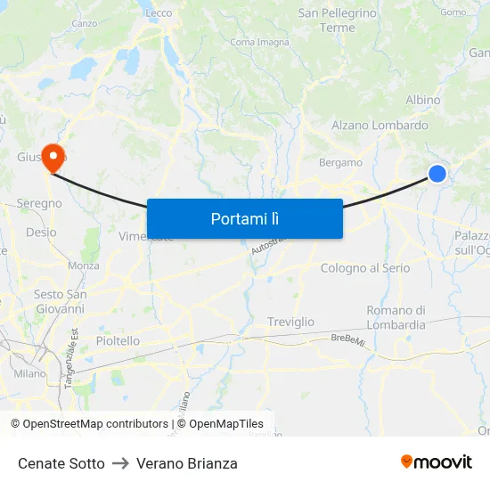 Cenate Sotto to Verano Brianza map