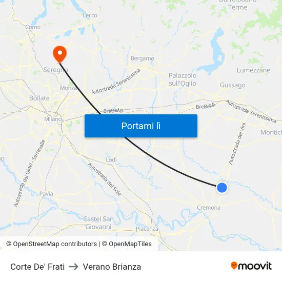 Corte De' Frati to Verano Brianza map