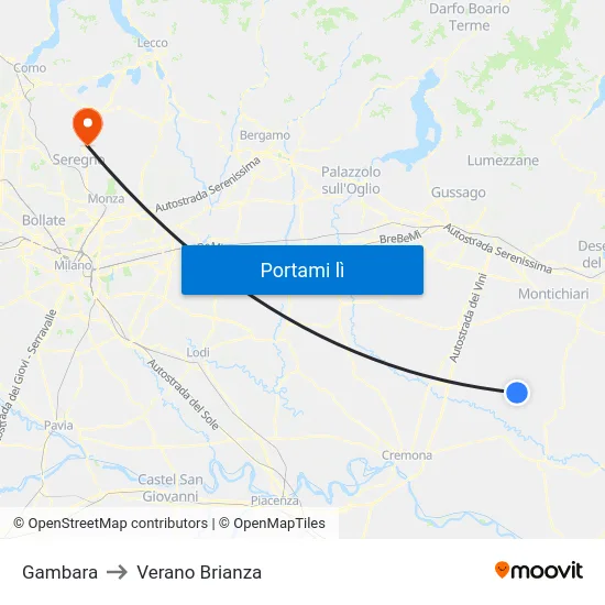Gambara to Verano Brianza map