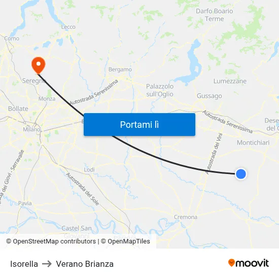 Isorella to Verano Brianza map