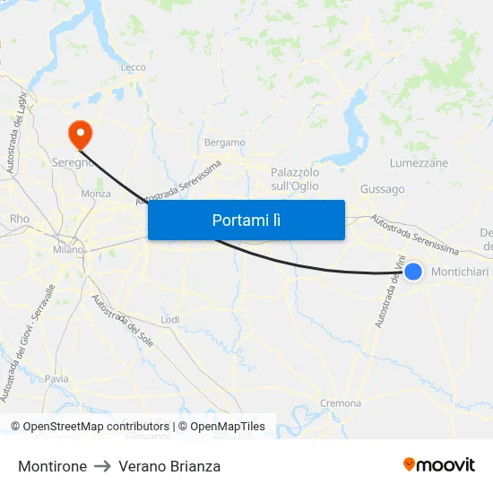 Montirone to Verano Brianza map