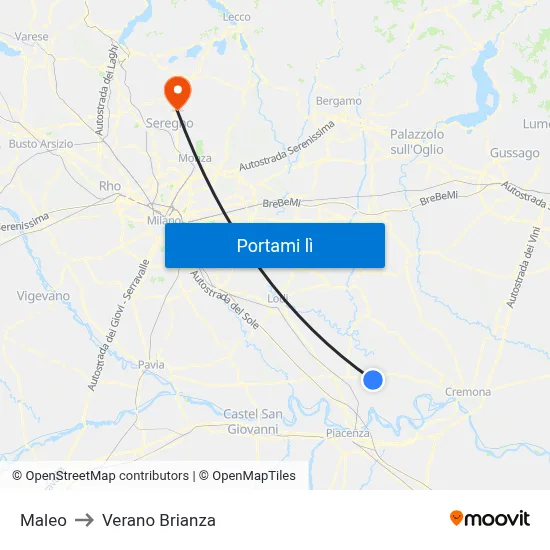 Maleo to Verano Brianza map