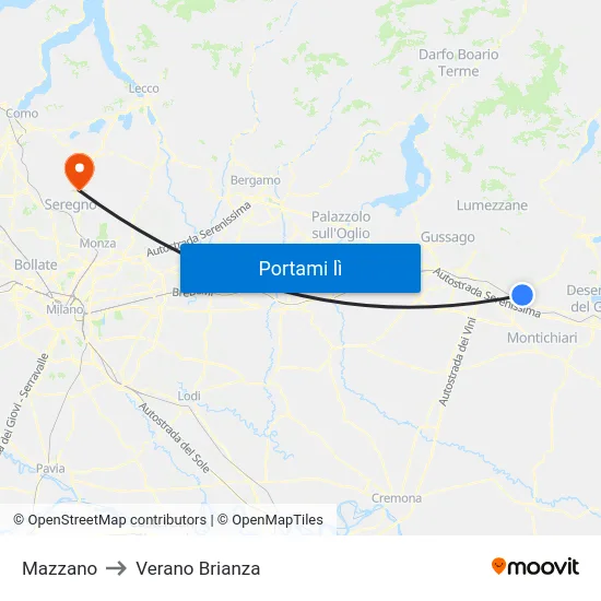 Mazzano to Verano Brianza map