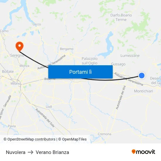 Nuvolera to Verano Brianza map