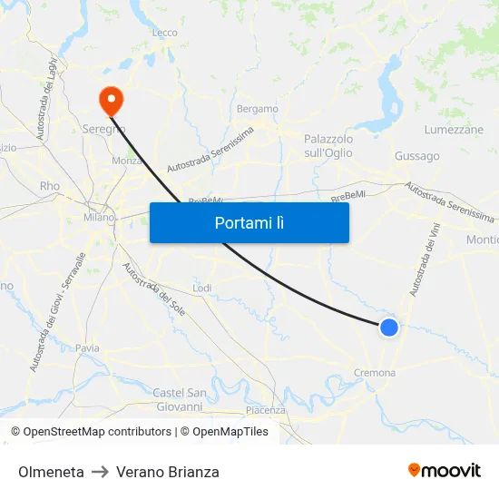 Olmeneta to Verano Brianza map