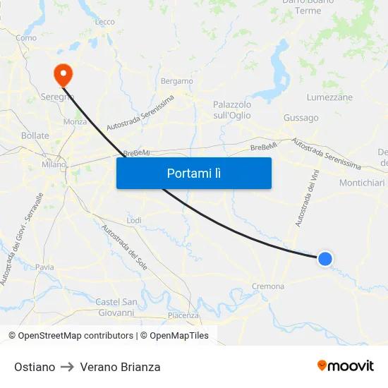 Ostiano to Verano Brianza map