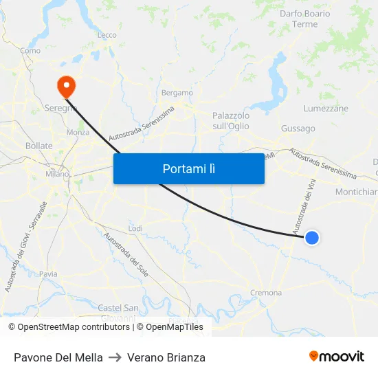 Pavone Del Mella to Verano Brianza map