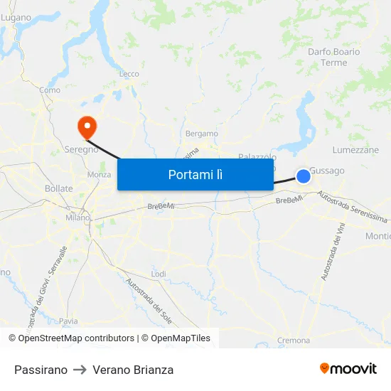 Passirano to Verano Brianza map