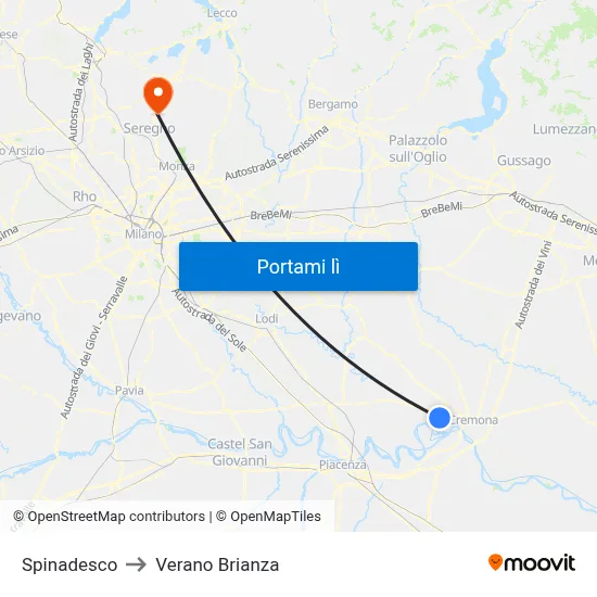 Spinadesco to Verano Brianza map