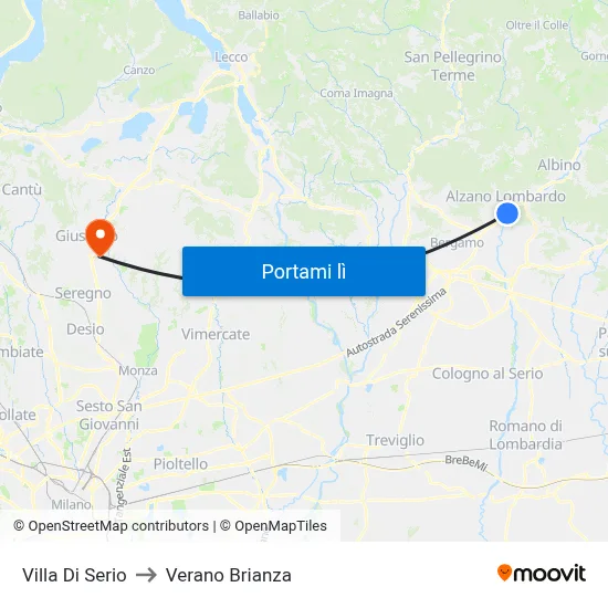 Villa Di Serio to Verano Brianza map