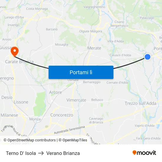 Terno D' Isola to Verano Brianza map