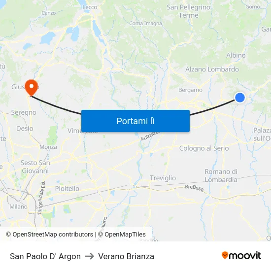 San Paolo D' Argon to Verano Brianza map
