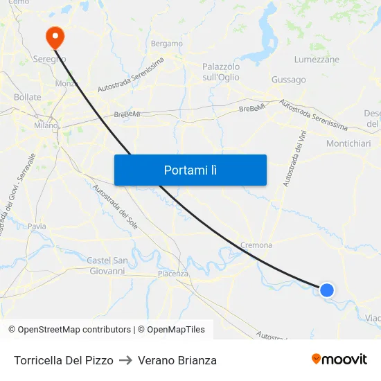 Torricella Del Pizzo to Verano Brianza map