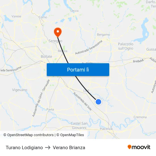 Turano Lodigiano to Verano Brianza map