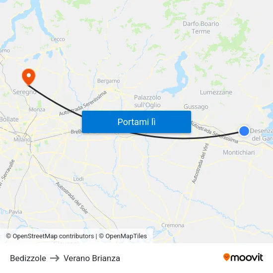Bedizzole to Verano Brianza map