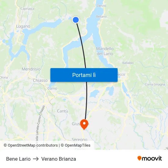 Bene Lario to Verano Brianza map