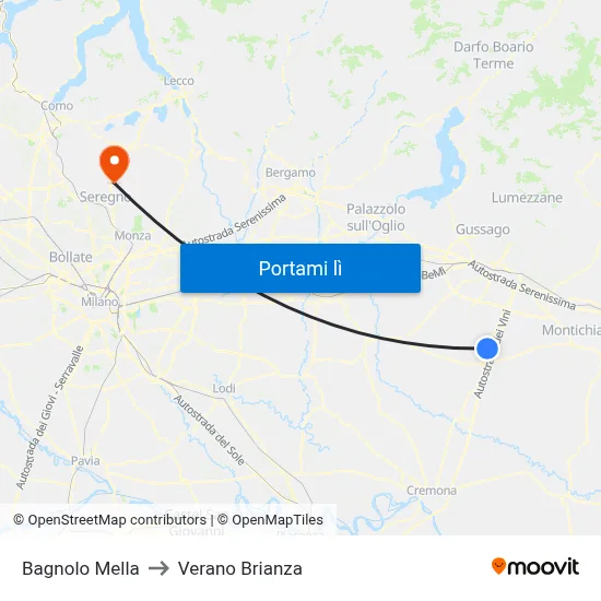 Bagnolo Mella to Verano Brianza map