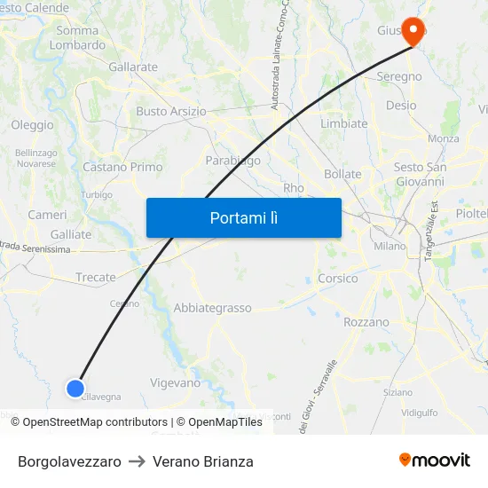 Borgolavezzaro to Verano Brianza map