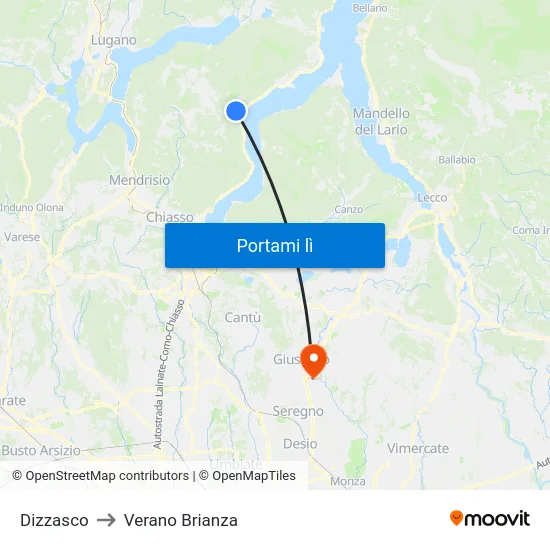 Dizzasco to Verano Brianza map