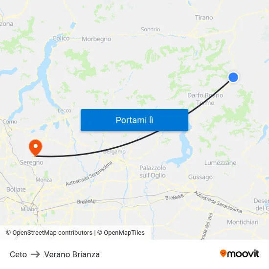 Ceto to Verano Brianza map