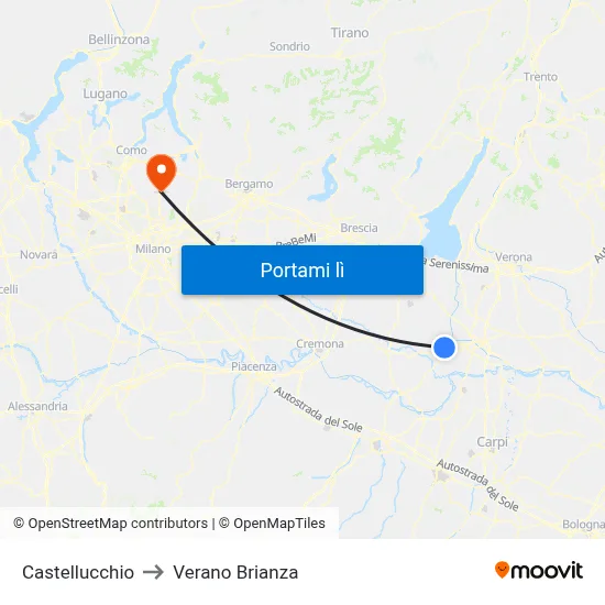 Castellucchio to Verano Brianza map