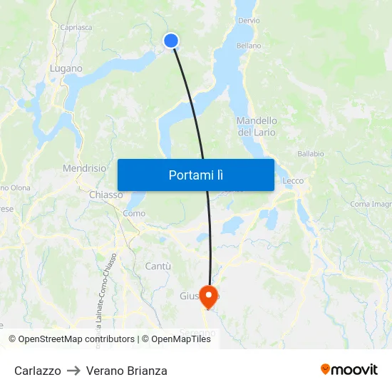 Carlazzo to Verano Brianza map