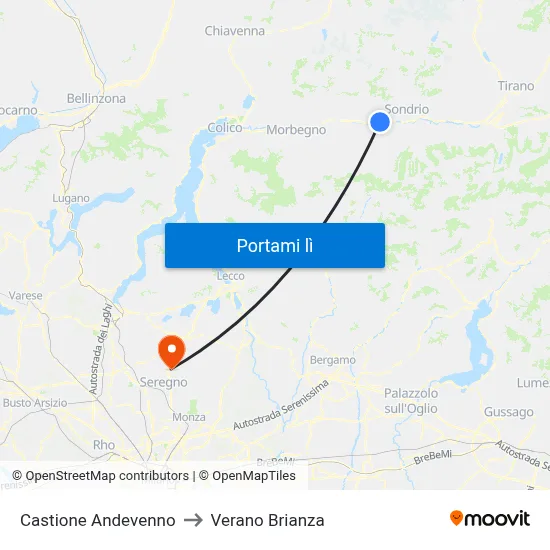 Castione Andevenno to Verano Brianza map