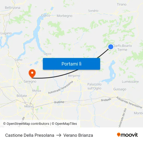 Castione Della Presolana to Verano Brianza map