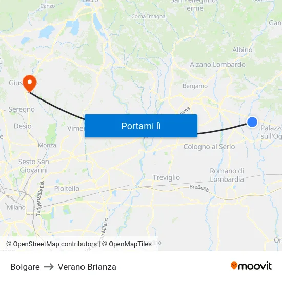 Bolgare to Verano Brianza map