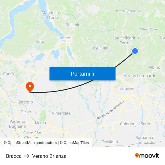 Bracca to Verano Brianza map