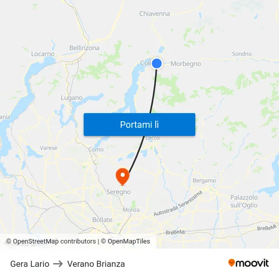 Gera Lario to Verano Brianza map