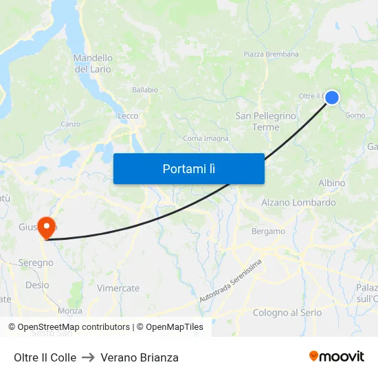 Oltre Il Colle to Verano Brianza map