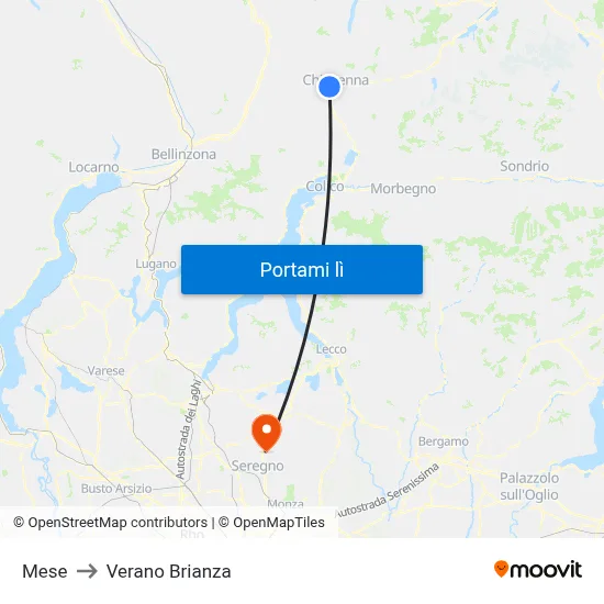 Mese to Verano Brianza map