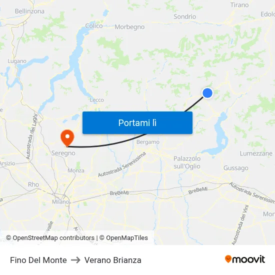 Fino Del Monte to Verano Brianza map