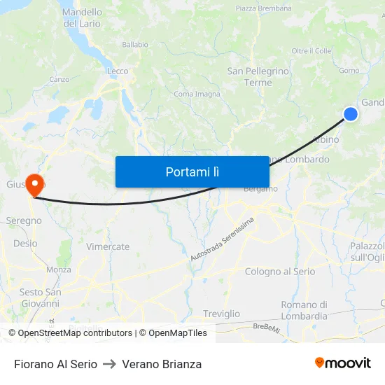Fiorano Al Serio to Verano Brianza map