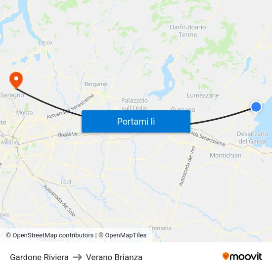 Gardone Riviera to Verano Brianza map