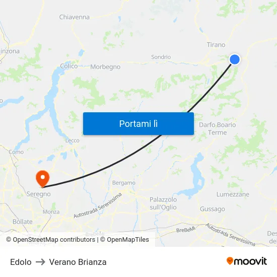 Edolo to Verano Brianza map