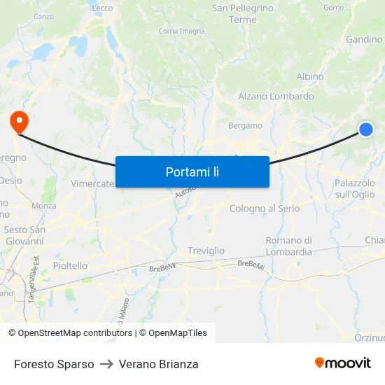 Foresto Sparso to Verano Brianza map