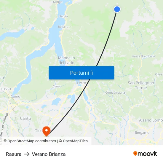 Rasura to Verano Brianza map