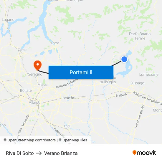 Riva Di Solto to Verano Brianza map