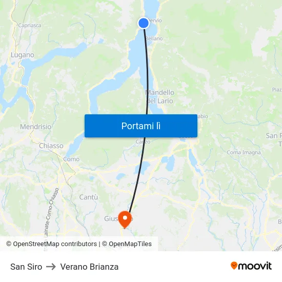 San Siro to Verano Brianza map