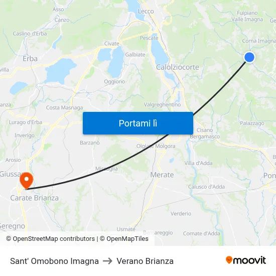 Sant' Omobono Imagna to Verano Brianza map
