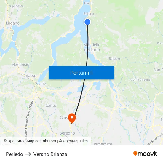 Perledo to Verano Brianza map