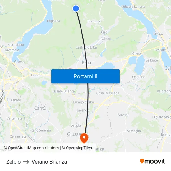 Zelbio to Verano Brianza map