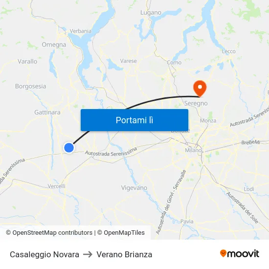 Casaleggio Novara to Verano Brianza map