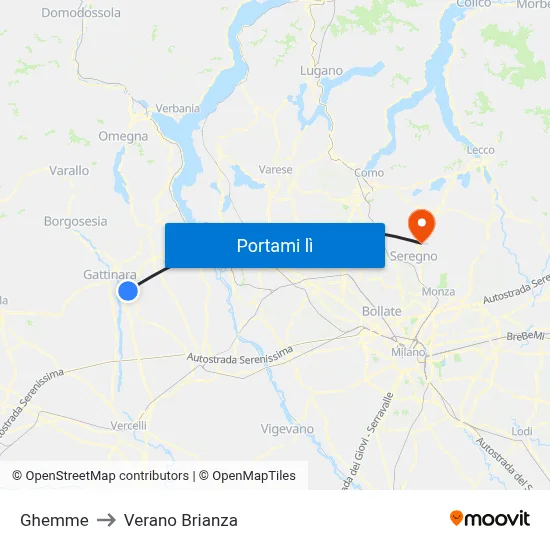 Ghemme to Verano Brianza map
