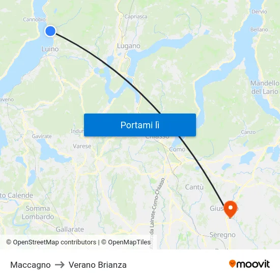 Maccagno to Verano Brianza map