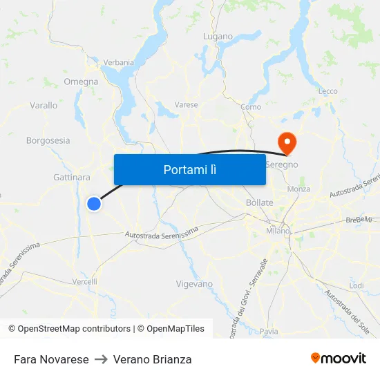 Fara Novarese to Verano Brianza map