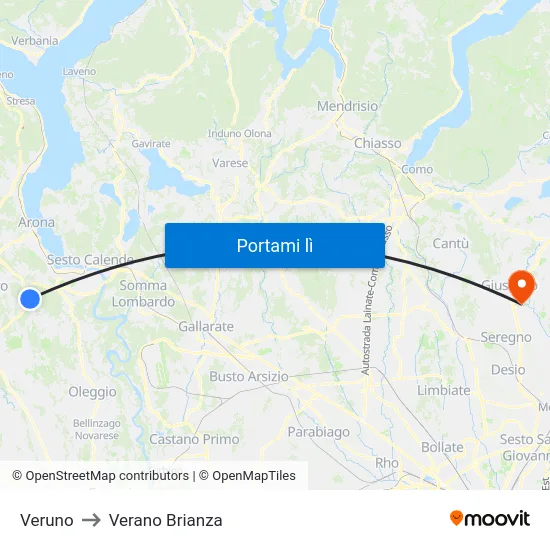 Veruno to Verano Brianza map