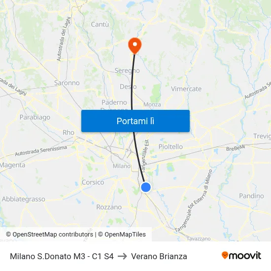 Milano S.Donato M3 - C1 S4 to Verano Brianza map